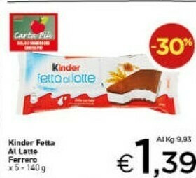 Crai Ferrero Kinder Fetta Al Latte 140 G(ml) offerta
