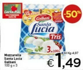 Crai Galbani Mozzarella Santa Lucia Tris 300 G(ml) offerta