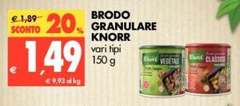 Tigros Knorr Brodo Granulare 150g offerta
