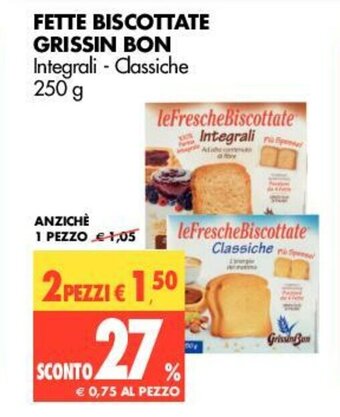 Tigros Grissin Bon Fette Biscottate 250g offerta