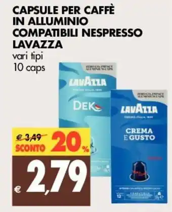 Tigros Lavazza Capsule per Caffè in Alluminio Compatabili Nespresso 10 caps offerta