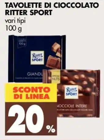 Tigros 20% Sconto Ritter Sport Tavolette di Cioccolato 100g offerta