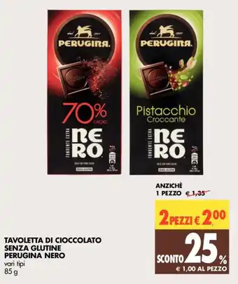 Tigros Perugina Nero Tavoletta di Cioccolato senza glutine 85g offerta