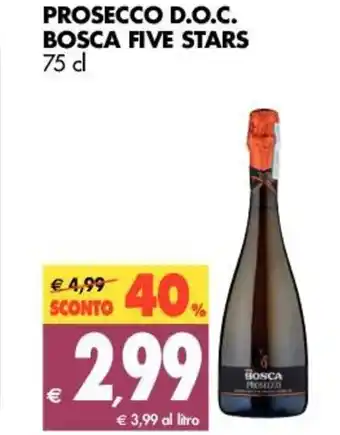 Tigros Bosca Five Stars Prosecco D.O.C. 75cl offerta