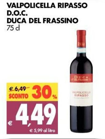 Tigros Duca del Frassino Valpolicella Ripasso D.O.C. 75cl offerta