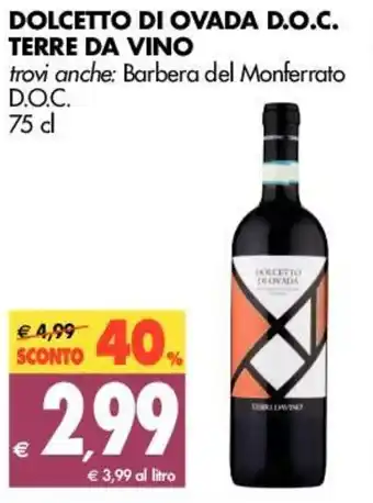 Tigros Terre da Vino Dolcetto di Ovada D.O.C. 75cl offerta