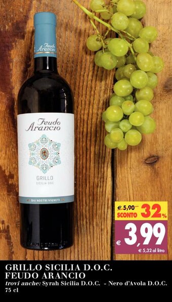 Tigros Feudo Arancio Grillo Sicilia D.O.C. 75cl offerta