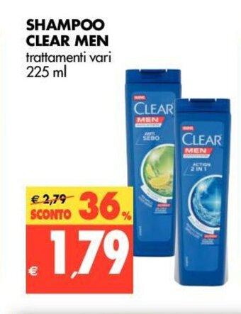 Tigros Clear Men Shampoo 225ml offerta