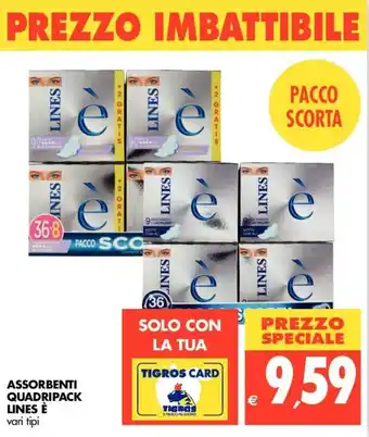 Tigros Lines e' Assorbenti Quadripack offerta