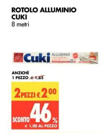 Tigros Cuki Rotolo Alluminio 8 metri offerta