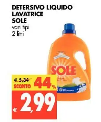 Tigros Sole Detersivo Liquido Lavatrice 2 litri offerta