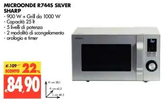 Tigros Sharp Microonde R744S Silver offerta