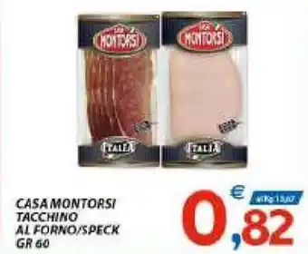 Vivo Supermercati Casa Montorsi Tacchino Al Forno/Speck 60gr offerta