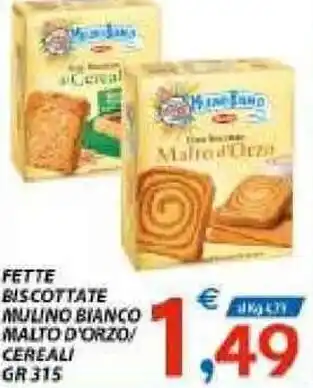 Vivo Supermercati Mulino Bianco Fette Biscottate Malto d'Orzo/Cereali 315gr offerta