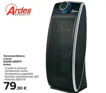 Carrefour Market Ardes AR4P11 Stufetta Elettrica Riscaldatore Ambiente Elettrico Con Ventilatore Nero offerta