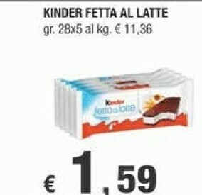 Crai Ferrero Kinder Fetta Al Latte offerta