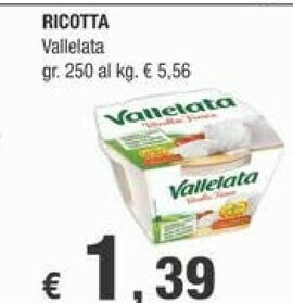 Crai Vallelata Ricotta Fresca Senza Conservanti 250 G(ml) offerta