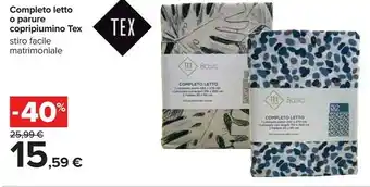 Carrefour Market Tex Completo Letto O Parure Copripiumino offerta