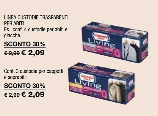 Domopak Linea Custodie Trasparenti Per Abiti offerta di Iper La Grande