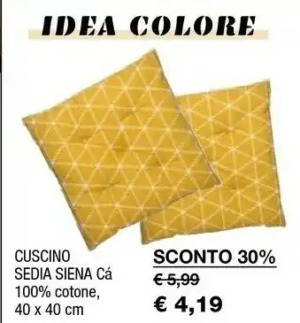 Iper La Grande Ca Cuscino Sedia Siena 100% Cotone offerta
