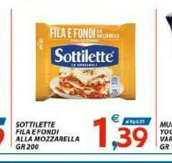Vivo Supermercati Sottilette - Fila e Fondi alla Mozzarella 200 g(ml) offerta