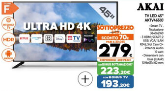 Expert Akai TV Led 45" AKTV4650J offerta