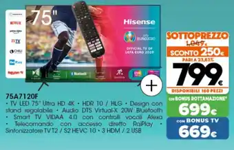 Expert Hisense 75" TV LED 75A7120F offerta