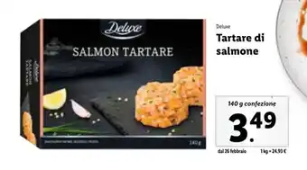Lidl Deluxe Tartare di salmone 140 g confezione offerta