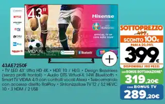 Expert Hisense 43" TV LED 43AE7250F offerta