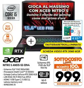 Expert Acer 15.6" LED FHD Nitro 5AN515-55-59V4 offerta