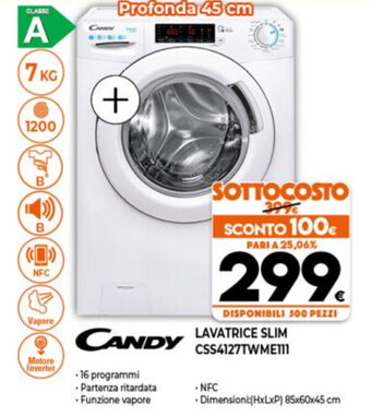Expert Candy Lavatrice Slim CSS4127TWME111 offerta