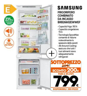Expert Samsung Frigorifero Combinato da Incasso BRB26602EWWEF offerta