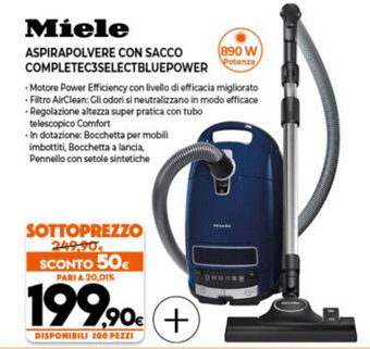 Expert Miele Aspirapolvere con Sacco Complete C3 Select blue power offerta