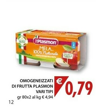 Mercatò Plasmon Omogeneizzati Di Frutta offerta
