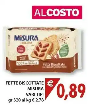 Mercatò Misura Fette Biscottate Dolcesenza 320 G(ml) offerta
