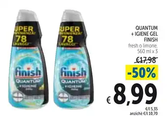 Spazio Conad Finish Quantum + Igiene Gel 560 ml x 3 offerta