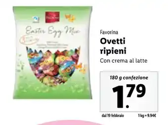 Lidl Favorina Ovetti ripieni Con crema al latte 180 g confezione offerta