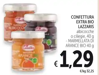 Spazio Conad Confettura Extra Bio Lazzaris 40 g offerta