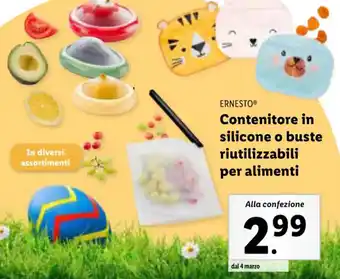 Lidl ERNESTO Contenitore in silicone o buste riutilizzabili per alimenti offerta