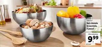 Lidl ERNESTO Set ciotole in acciaio, 3 pezzi offerta