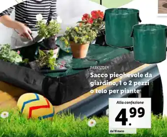 Lidl PARKSIDE Sacco pieghevole da giardino, 1 o 2 pezzi o telo per piante offerta