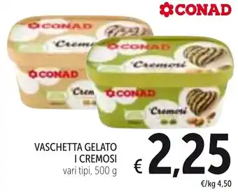 Spazio Conad I Cremosi Vaschetta Gelato 500g offerta