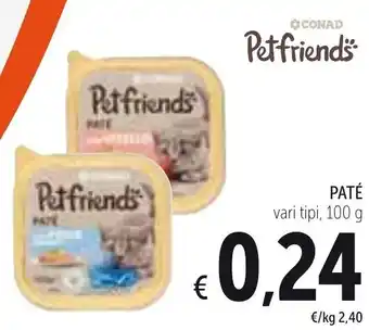 Spazio Conad Petfriends Paté 100g offerta