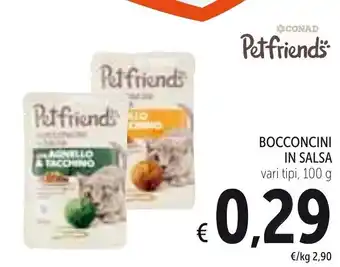 Spazio Conad Petfriends Bocconcini in Salsa 100g offerta