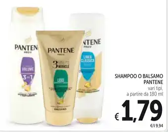 Spazio Conad Pantene Shampoo o Balsamo 180ml offerta