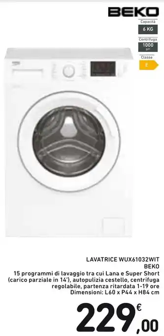 Spazio Conad Beko Lavatrice WUX61032WIT offerta