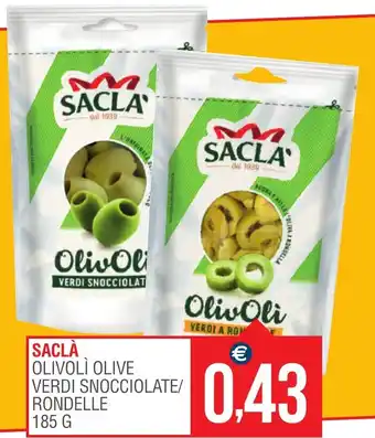 Caramico SACLÀ OLIVOLI OLIVE VERDI SNOCCIOLATE/ RONDELLE 185 G offerta
