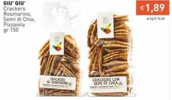 Prezzemolo e Vitale Giu' Giu' Crackers Rosmarino, Semi di Chia, Pizzaiola gr 150 offerta