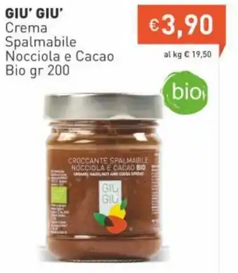 Prezzemolo e Vitale Giu' Giu' Crema Spalmabile Nocciola e Cacao Bio gr 200 offerta