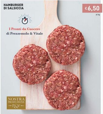 Prezzemolo e Vitale Hamburger Di Salsiccia offerta